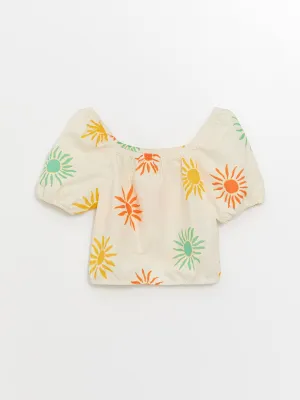 Square Neck Printed Girls Blouse