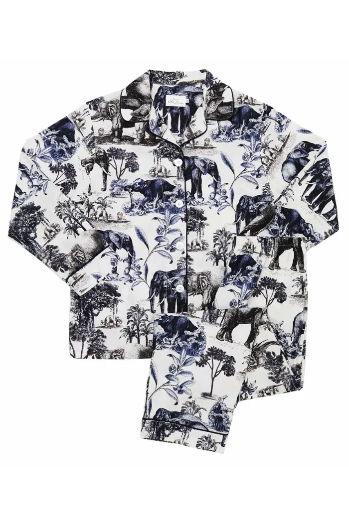 The Cat's Pajamas Safari Toile luxe Pima Cotton Pajama Set