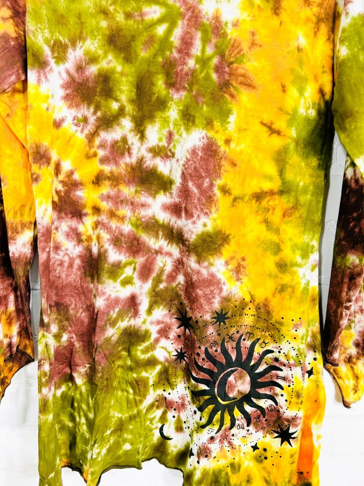 Tie Dye Long Sleeve Short Dress