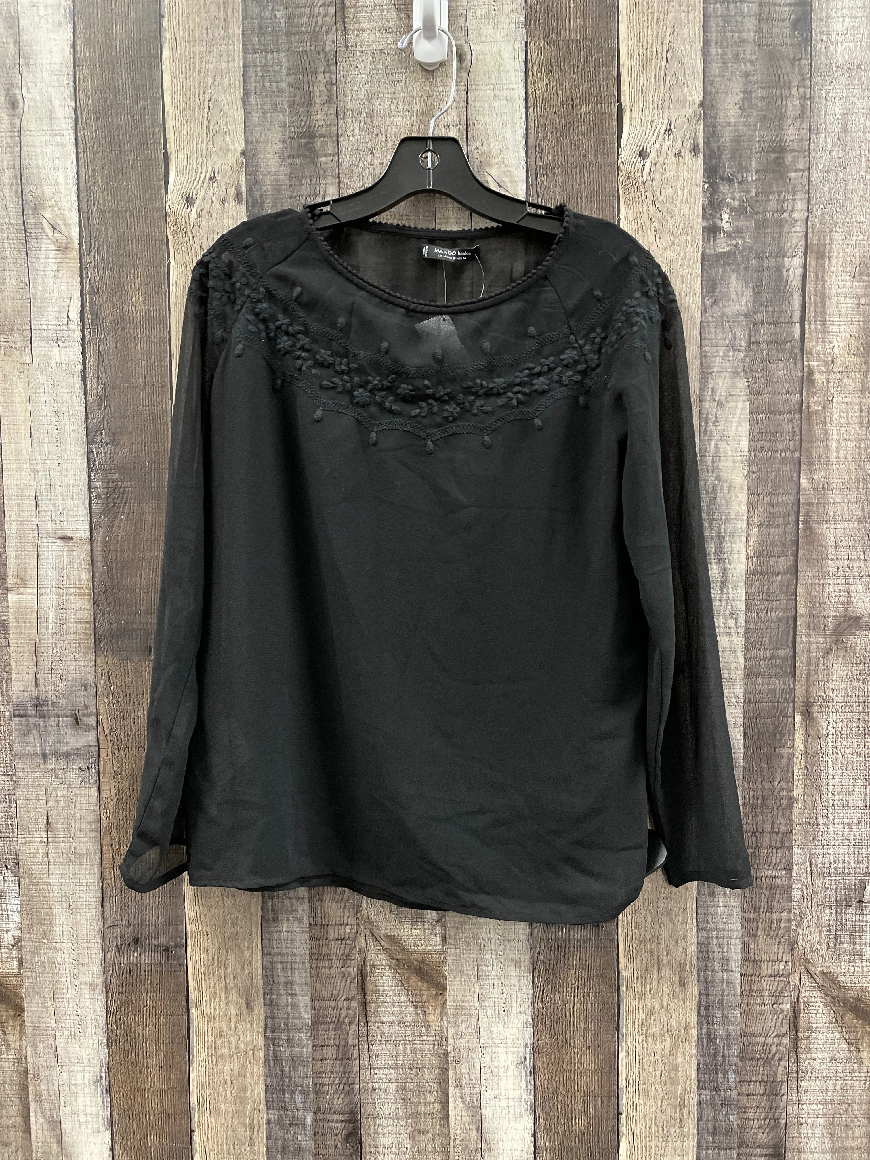 Top Long Sleeve By Mango In Black, Size: S