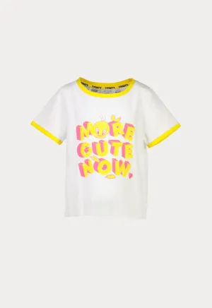 Tweety Bird Sequins Text Print Contrasting T-Shirt