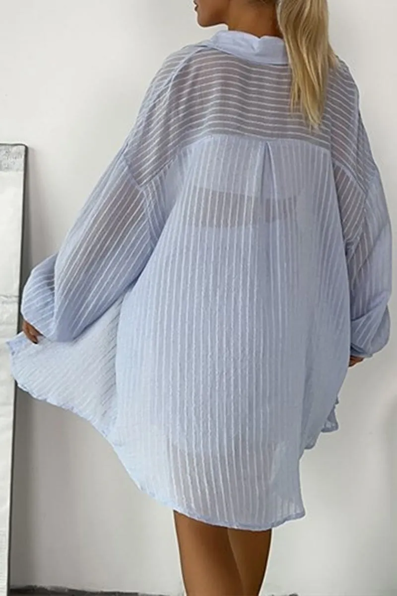 UK0540 Stripes Cutton Shirt and Shorts Set