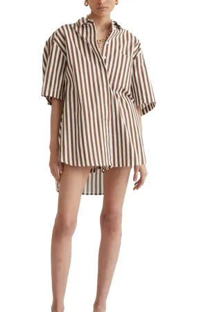 US3187 Stripe Shirt and Shorts Set Top