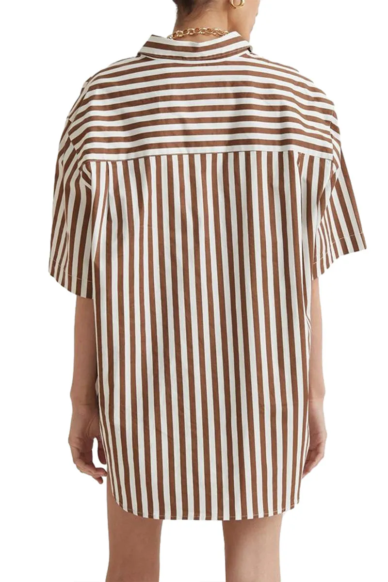 US3187 Stripe Shirt and Shorts Set Top