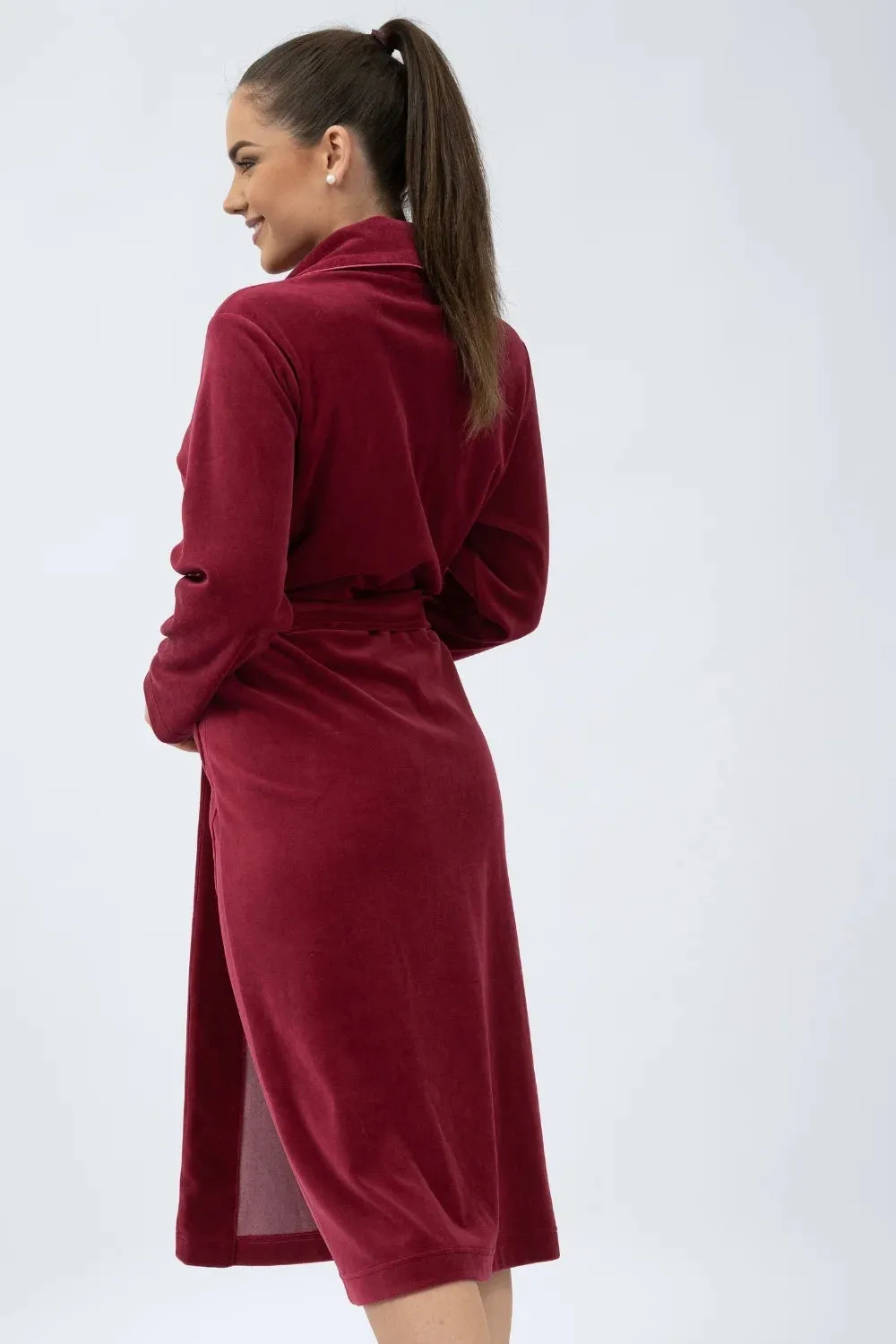Velour Shawl Collar Bathrobe with Sateen Piping – Classic & Soft