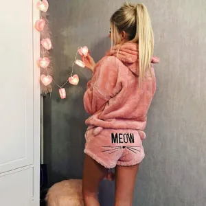 Velvet Pajamas Set - Cat Design