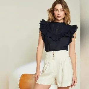 Veronica Beard Alicia High Rise white shorts