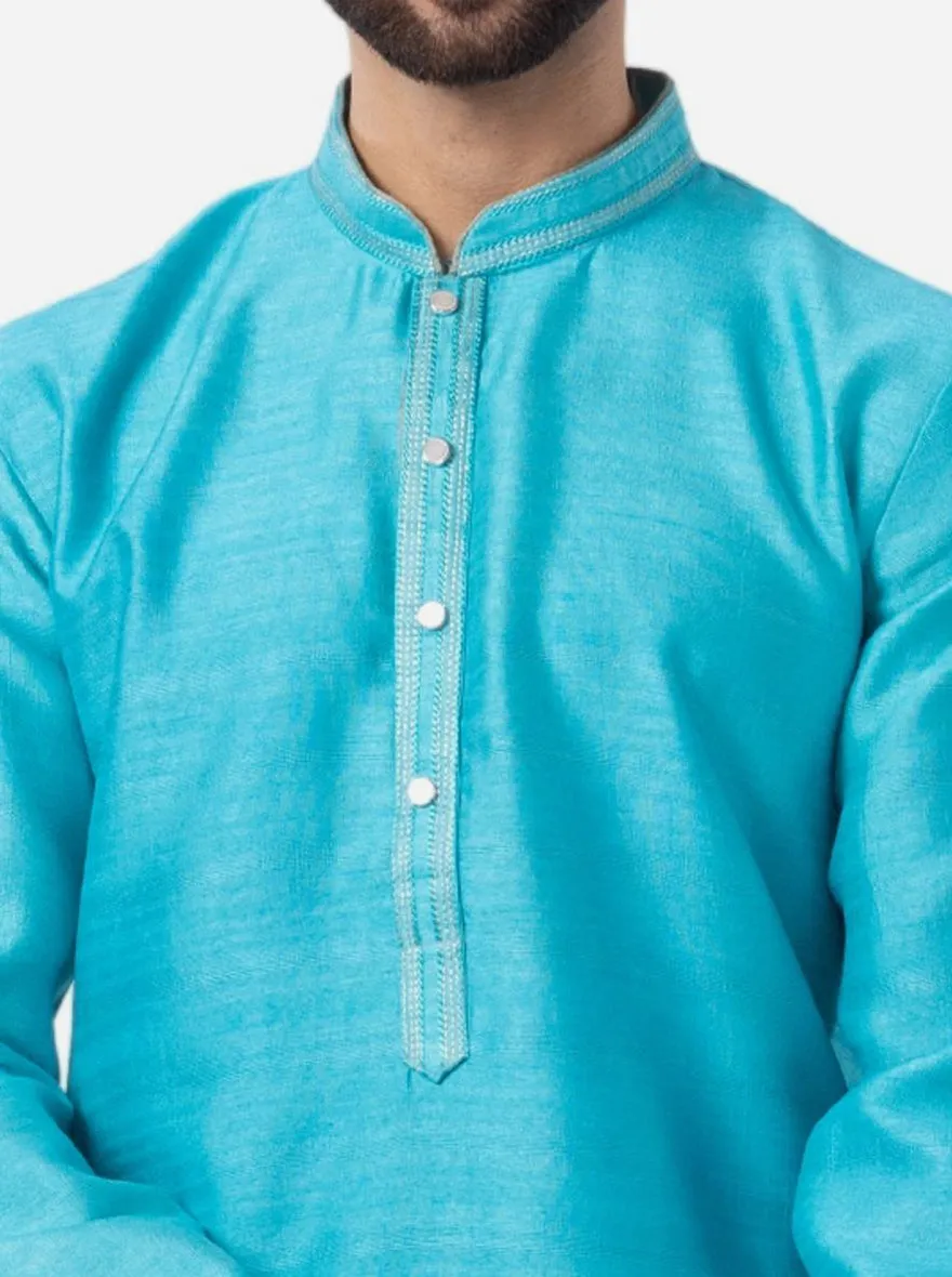 Vibrant Cyan Blue Solid Kurta | The Kurta Company