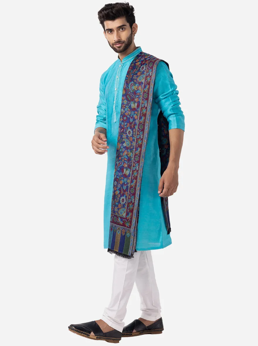 Vibrant Cyan Blue Solid Kurta | The Kurta Company