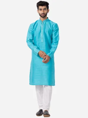 Vibrant Cyan Blue Solid Kurta | The Kurta Company