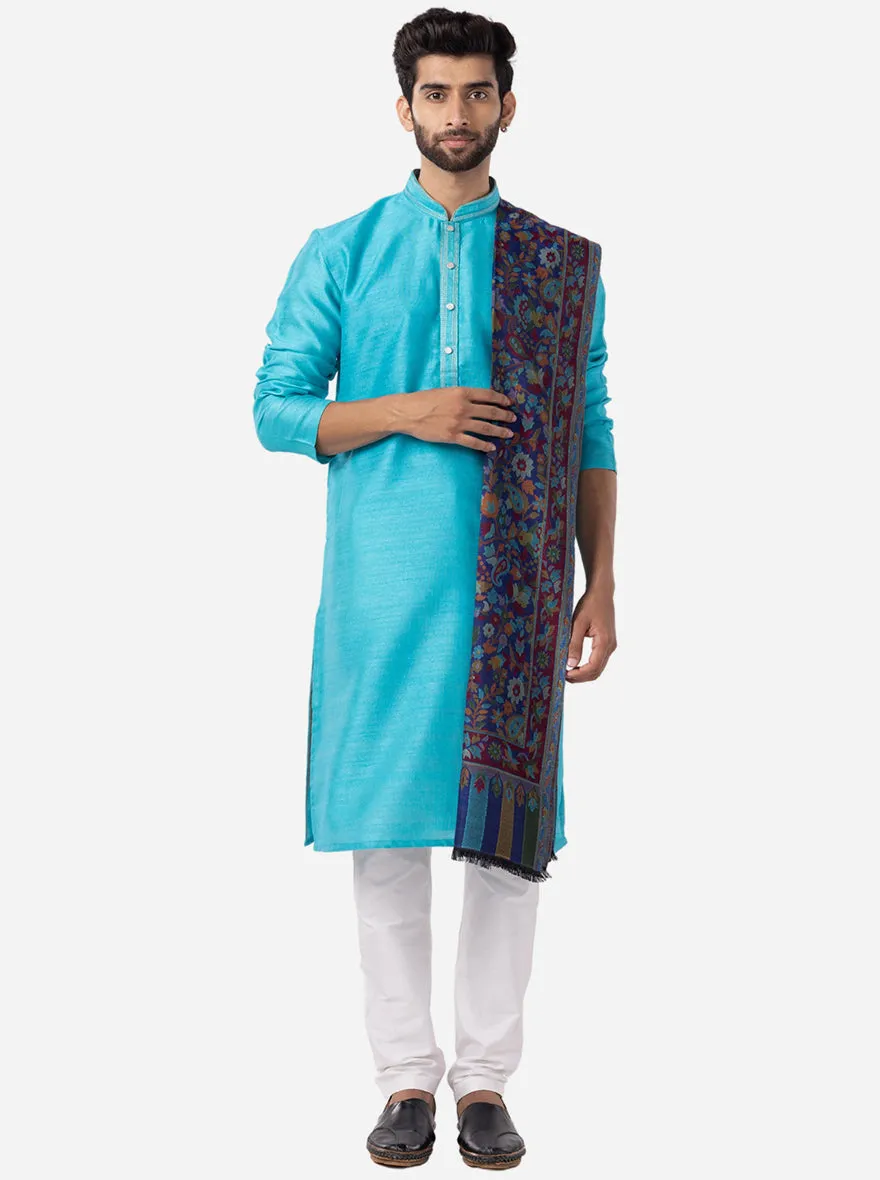 Vibrant Cyan Blue Solid Kurta | The Kurta Company