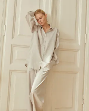 Vintage Pajama Shirt Cotton Comfort in Light Gray