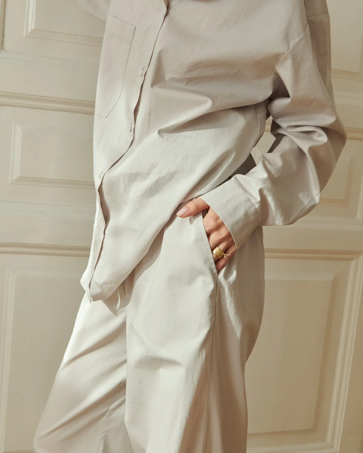 Vintage Pajama Shirt Cotton Comfort in Light Gray