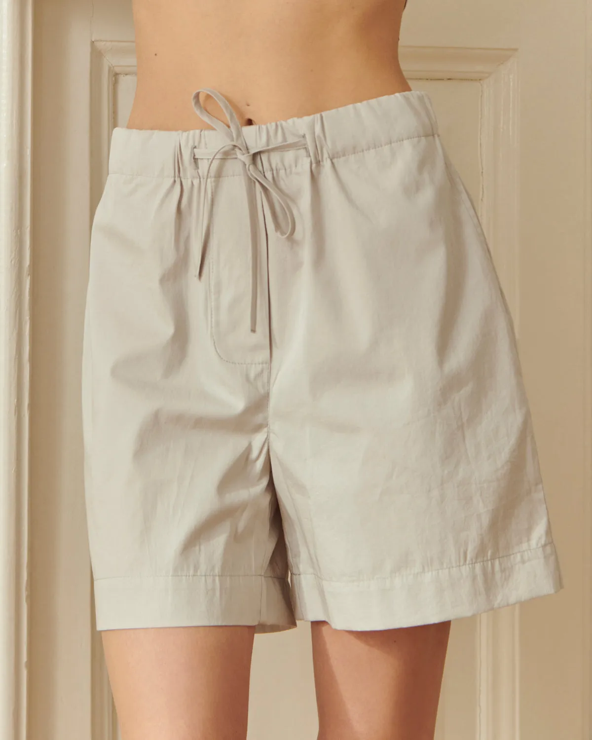 Vintage Pajama Shorts Cotton Comfort in Light Gray