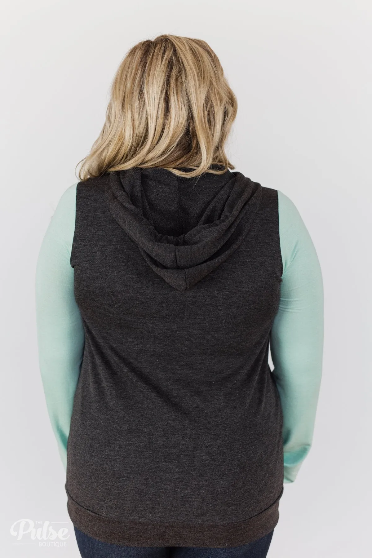 Winter Is Coming Snowflake Hoodie- Mint & Charcoal