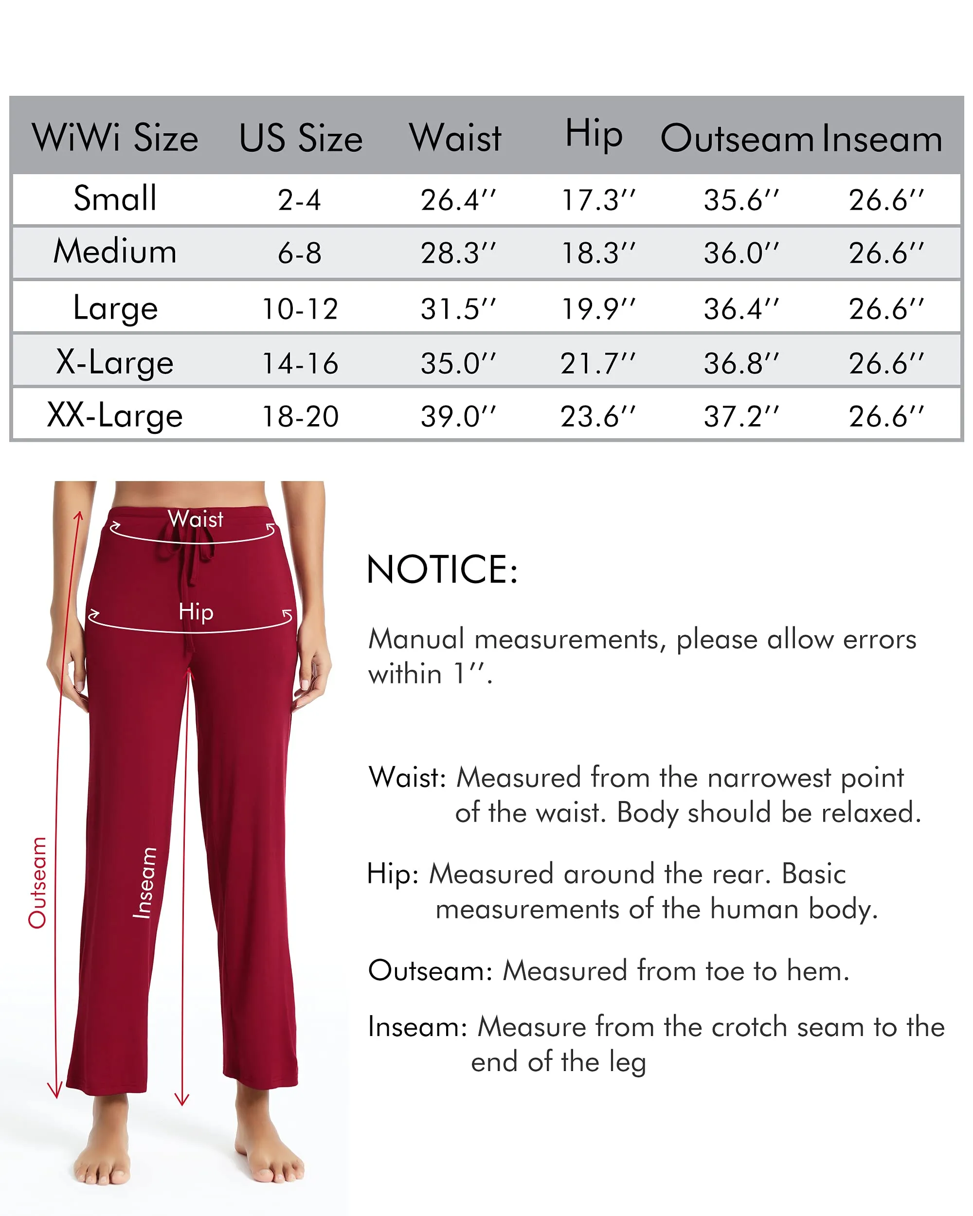 WiWi Bamboo Lounge Pajamas Pants for Women