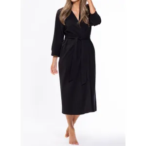 Woman's Cotton Knit Kimono Robe | Material: 95% Cotton %5 Polyester | Color: Black | Available Sizes: S, M, L, XL, XXL by SUMMA