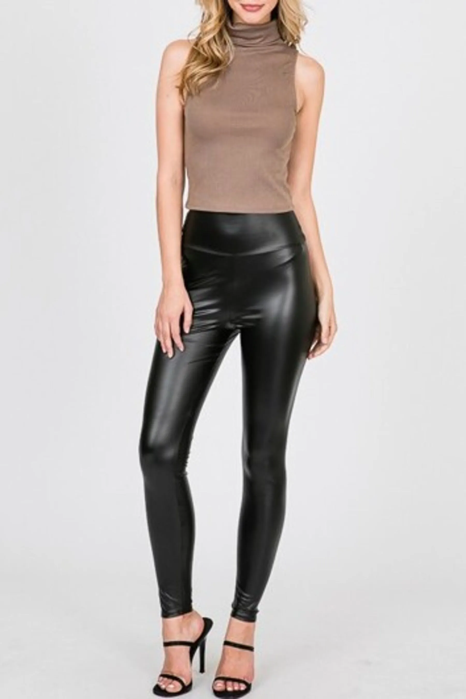 Women's Casual High Waist Faux PU Leather Leggings