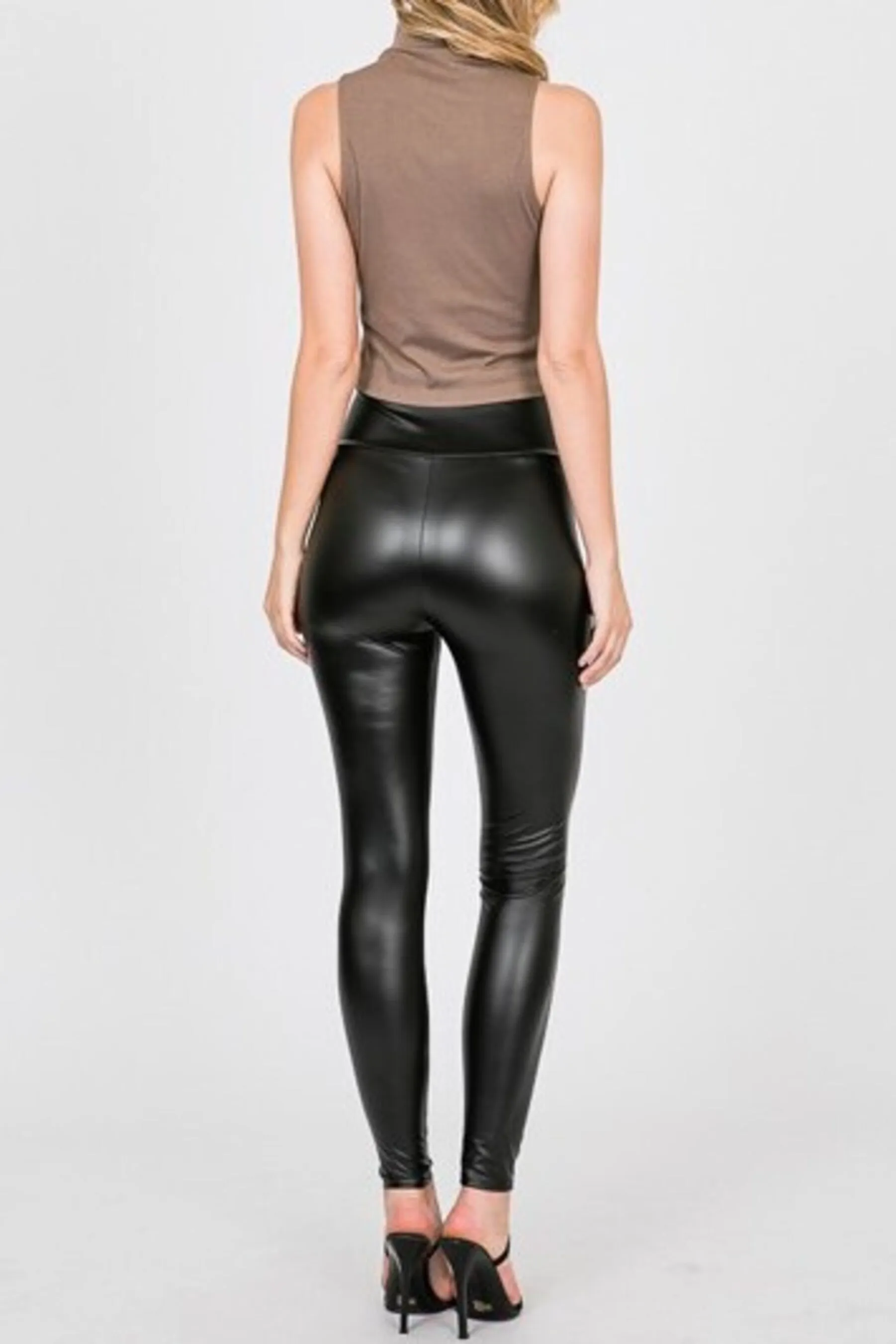 Women's Casual High Waist Faux PU Leather Leggings