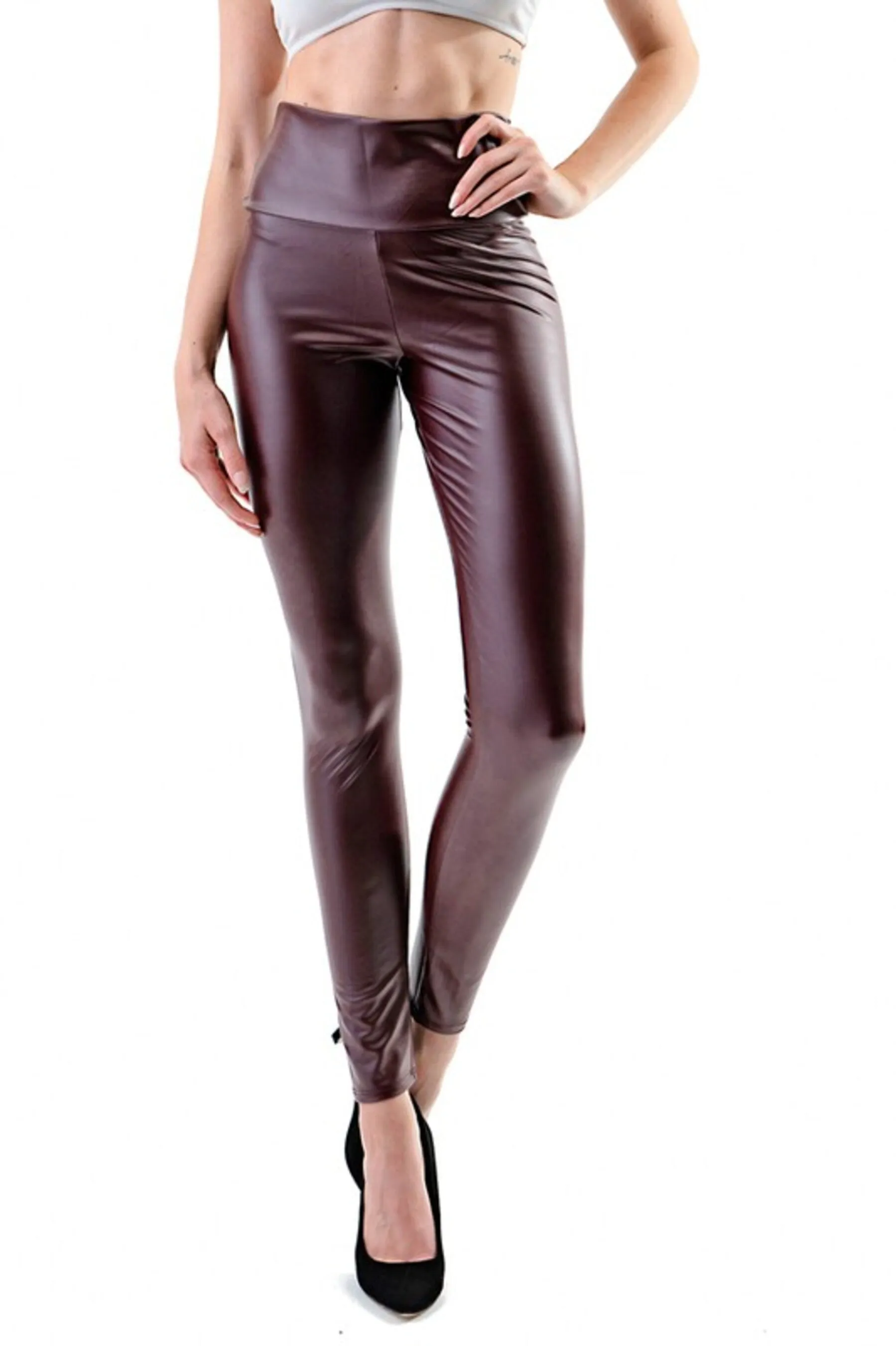 Women's Casual High Waist Faux PU Leather Leggings