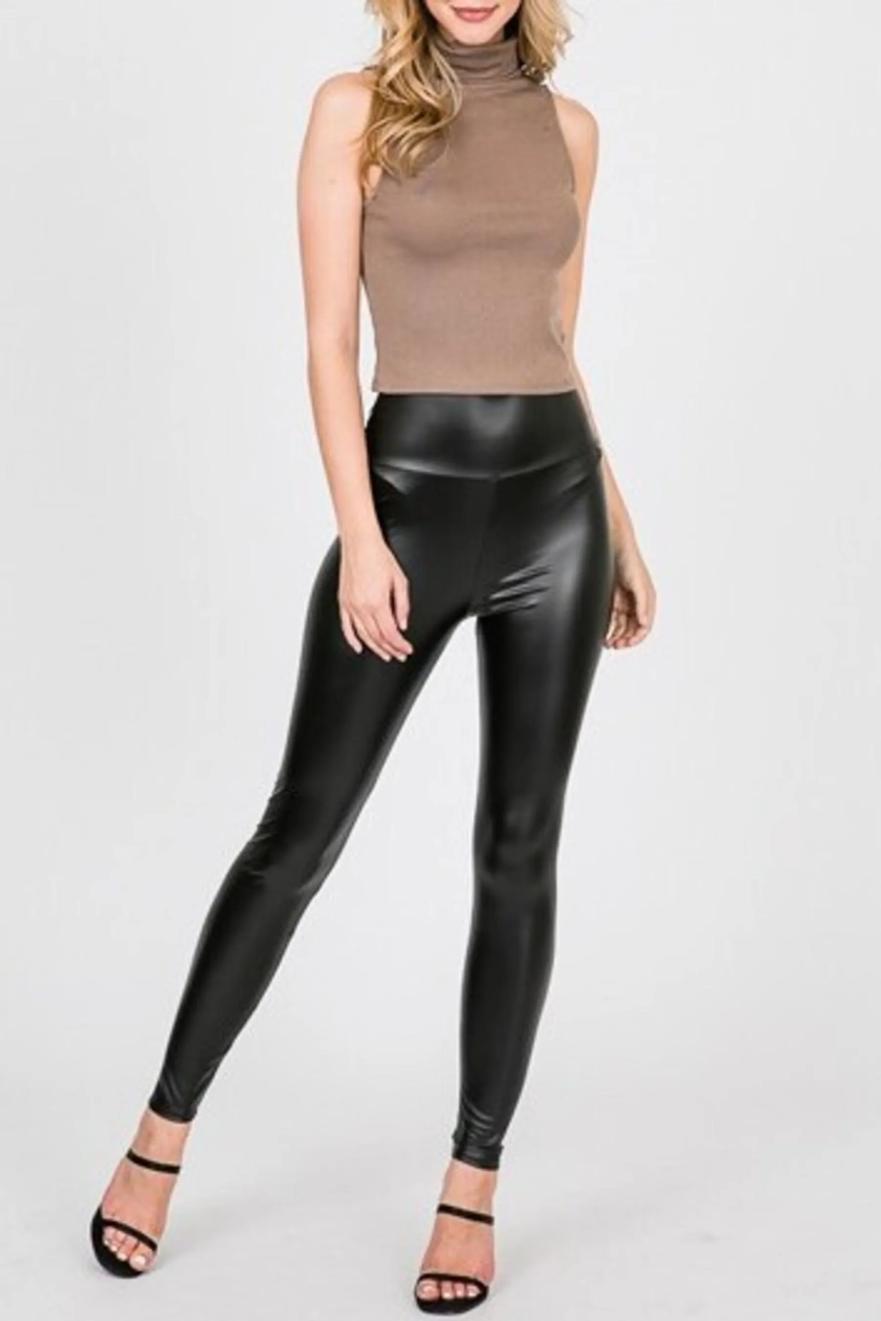 Women's Casual High Waist Faux PU Leather Leggings
