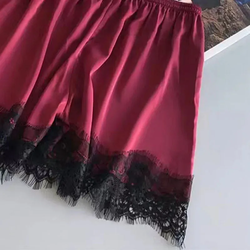 Women's Halter Pajamas 2-Piece Camisole Shorts Sexy Lace Breathable Comfort Wear
