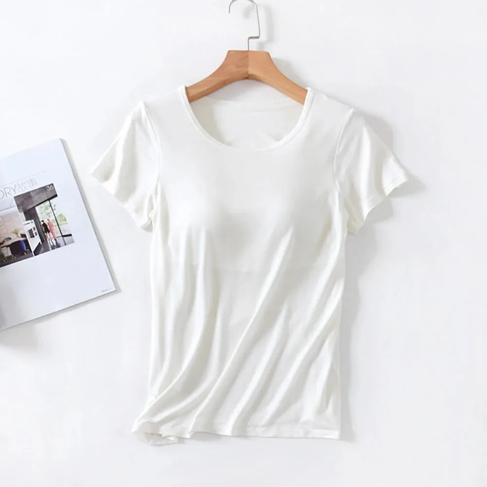 Women's Home Wear Solid Color Short Sleeve Round Neck Modal Temperament