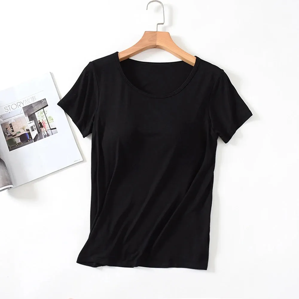 Women's Home Wear Solid Color Short Sleeve Round Neck Modal Temperament