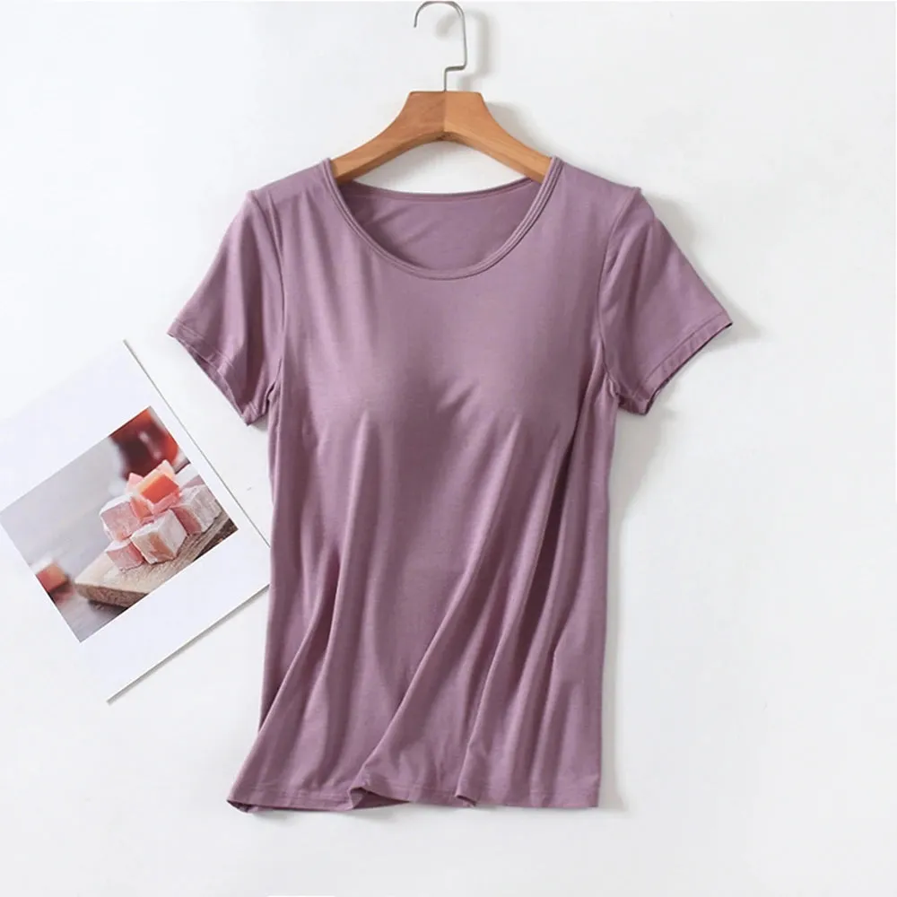Women's Home Wear Solid Color Short Sleeve Round Neck Modal Temperament