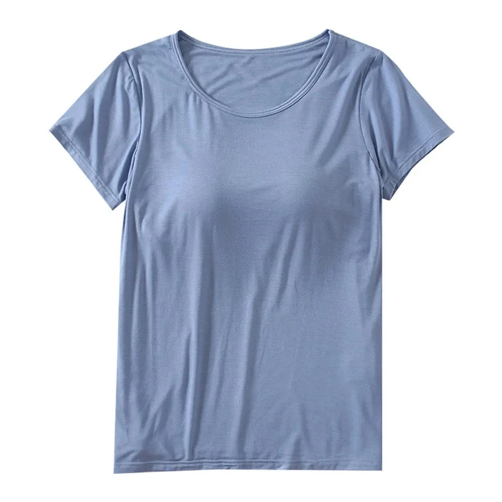 Women's Home Wear Solid Color Short Sleeve Round Neck Modal Temperament