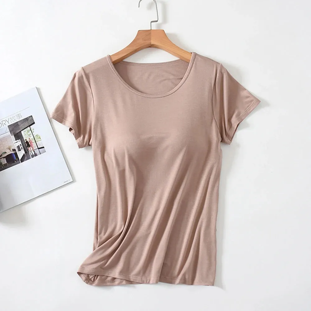 Women's Home Wear Solid Color Short Sleeve Round Neck Modal Temperament