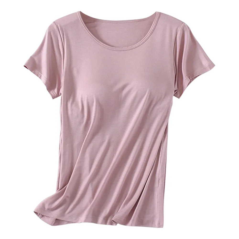 Women's Home Wear Solid Color Short Sleeve Round Neck Modal Temperament