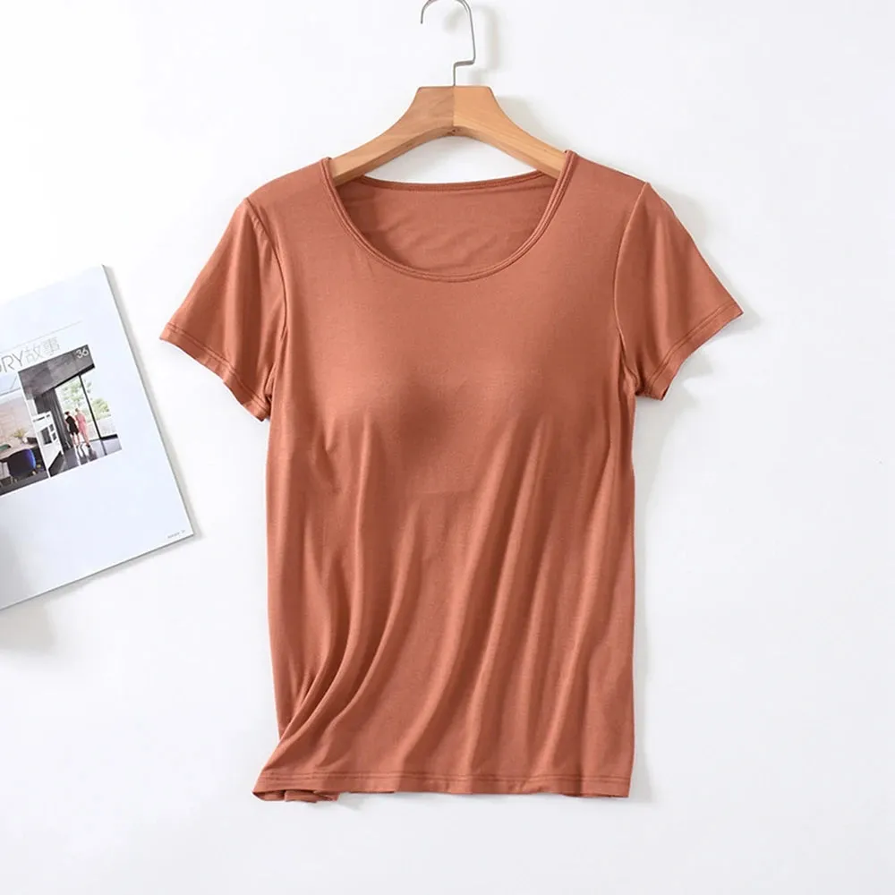 Women's Home Wear Solid Color Short Sleeve Round Neck Modal Temperament