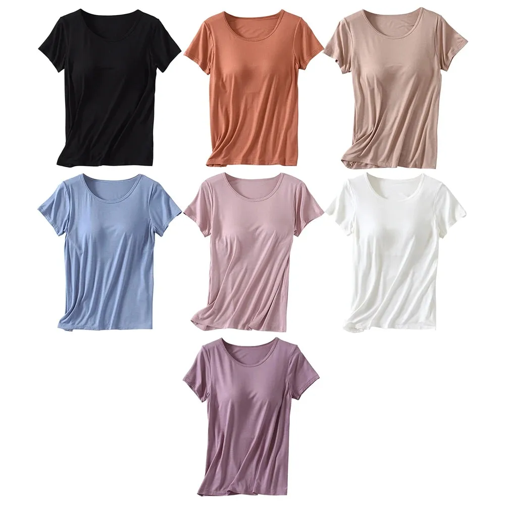 Women's Home Wear Solid Color Short Sleeve Round Neck Modal Temperament