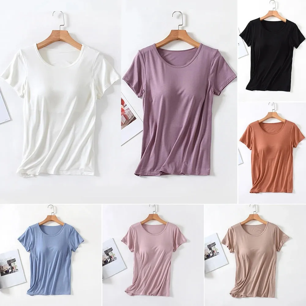 Women's Home Wear Solid Color Short Sleeve Round Neck Modal Temperament