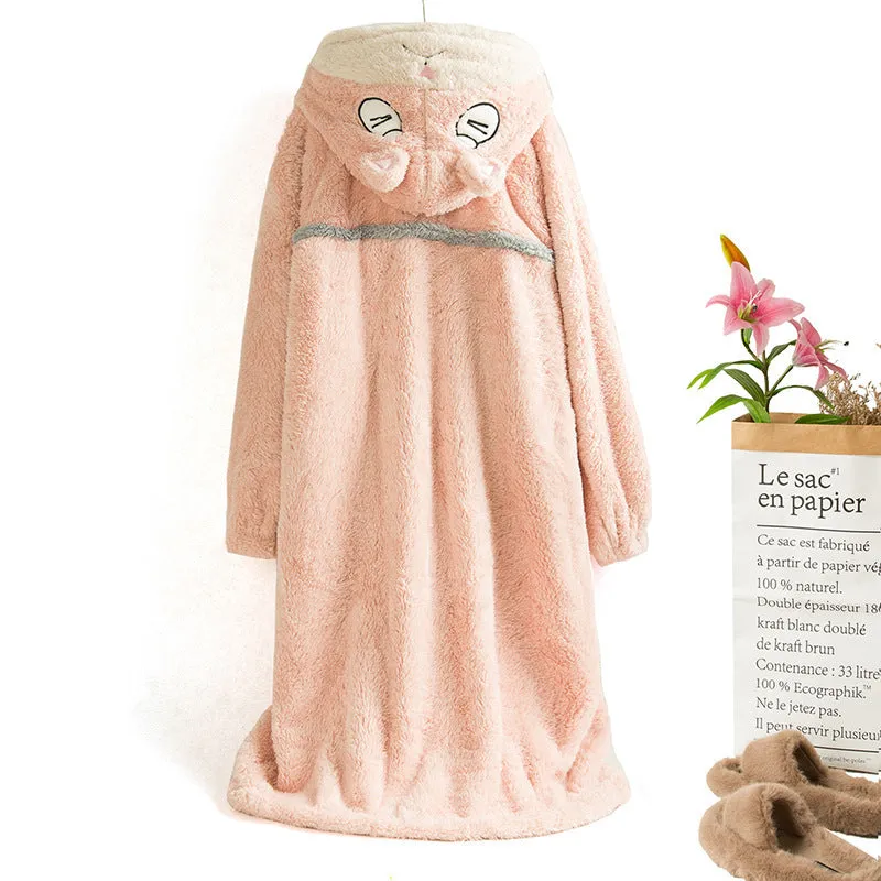 Women's Hooded Winter Cat Paw Cartoon Pyjamas