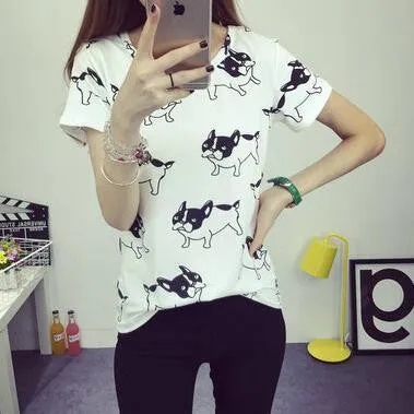 Women's T-Shirt Clothes Girls Tee Shirt O-neck Polka Dotted Printed Tshirt Short Tops Bottoming Tops