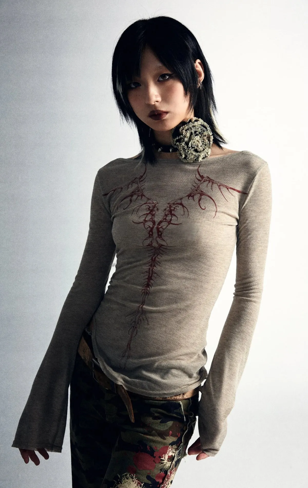 Y2K Grunge Sigilism Scoop Neck Top