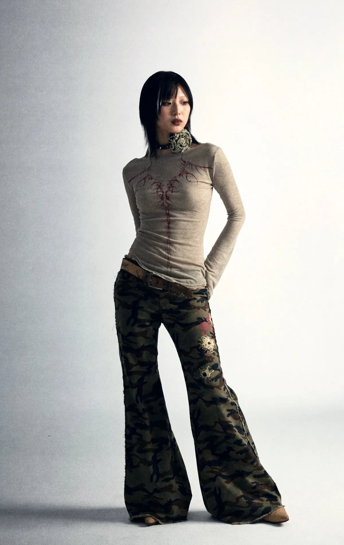 Y2K Grunge Sigilism Scoop Neck Top